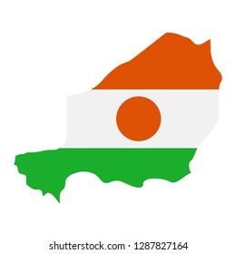 mapa de Níger con bandera adentro. Gráfico vectorial del mapa de Níger