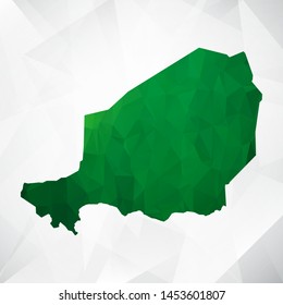 Map of Niger - Green Geometric Rumpled Triangular , Polygonal Design For Your . Vector illustration eps 10.