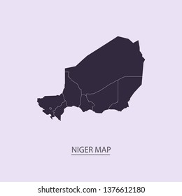 Map of Niger - High detailed map violet outline map with caption on violet background.Abstract design vector illustration eps 10.