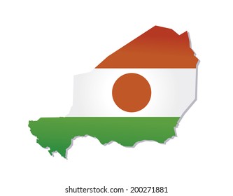 map of Niger with the image of the national flag 