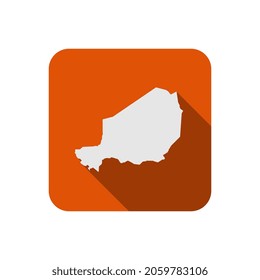 Mapa de Níger en plaza naranja con larga sombra