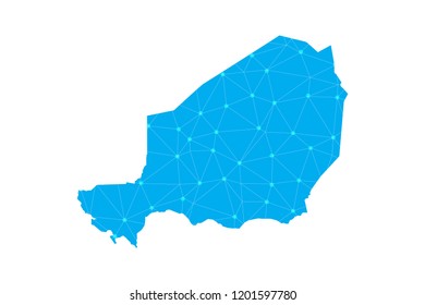 Map of Niger from Polygonal wire frame low poly mesh,Niger map Vector Illustration EPS10.