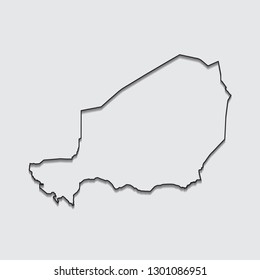 map of Niger with shadow on gray background.eps10