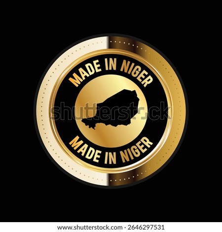 Map of Niger. Vector illustration. Logo, Icon, and Symbol. Niger map gold seal. 