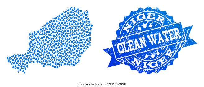 Map Niger Vector Mosaic Clean Water Stock Vector Royalty Free 1231334938 Shutterstock 