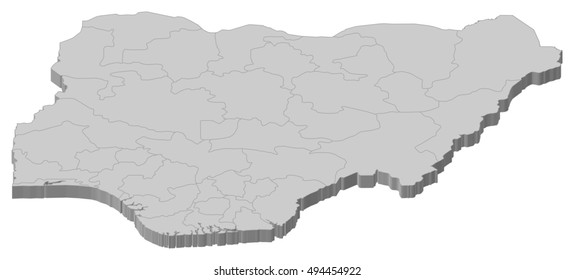 Map - Nigeria - 3D-Illustration