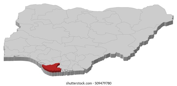 Map - Nigeria, Bayelsa - 3D-Illustration