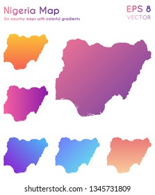 Map of Nigeria with beautiful gradients. Alluring set of country maps. Dramatic vector illustration.
