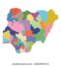 Map of Nigeria city map in multicolor