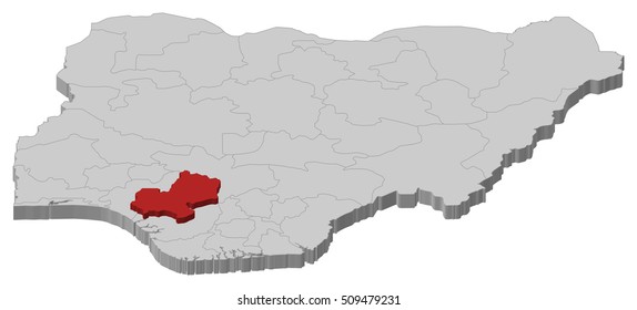 Map - Nigeria, Edo - 3D-Illustration