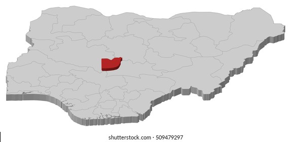 Map - Nigeria, Federal Capital Territory - 3D-Illustration