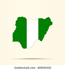 Map of Nigeria in Nigeria flag colors