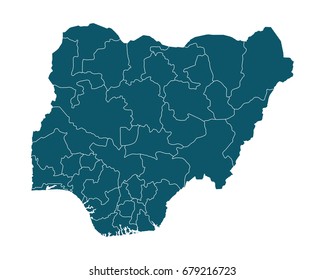 Map of Nigeria - High detailed on white background. Abstract design vector illustration eps 10.