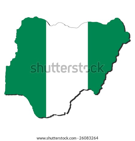map of Nigeria and Nigerian flag illustration