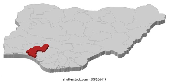 Map - Nigeria, Ondo - 3D-Illustration