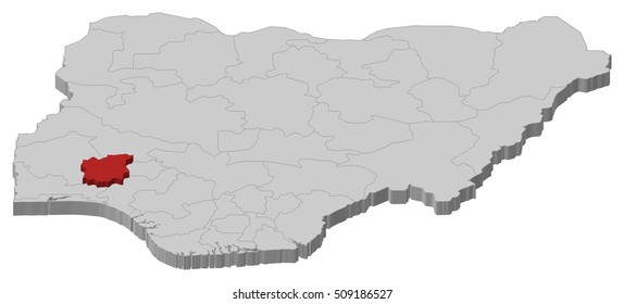 Map - Nigeria, Osun - 3D-Illustration