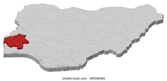 Map - Nigeria, Oyo - 3D-Illustration