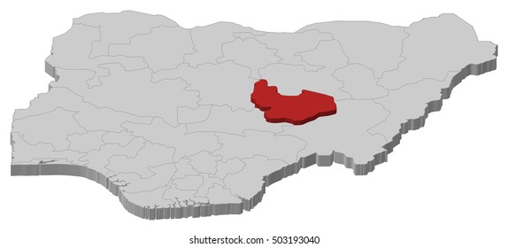 Map - Nigeria, Plateau - 3D-Illustration