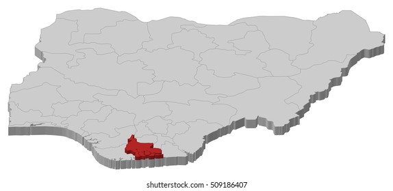 Map - Nigeria, Rivers - 3D-Illustration