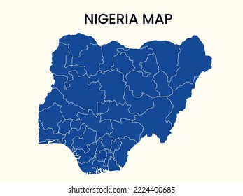 Map of Nigeria, Solid Map of Nigeria, Nigeria vector Illustration, Map of Nigeria with Colour.