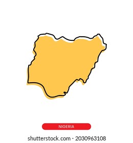 Mapa de la plantilla de diseño de vectores de Nigeria. Estilo sencillo con trazo editable.