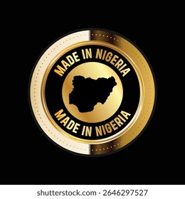 Mapa de Nigeria. Ilustración vectorial. Logotipo, icono y símbolo. Mapa de Nigeria, sello de oro. 