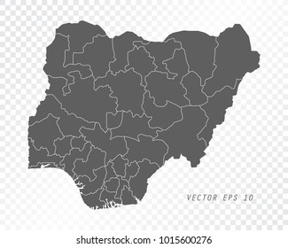 Map of Nigeria , vector illustration on transparent background. Items are placed on separate layers and editable.