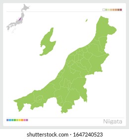 Map of Niigata in Japan,Vector illustration. 
