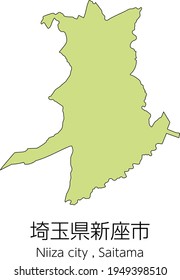 Map of Niiza City, Saitama Prefecture, Japan.Translation: "Niiza City, Saitama Prefecture."