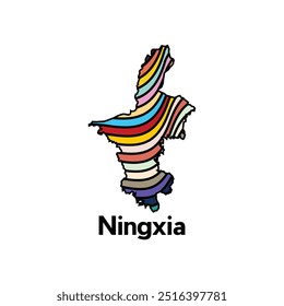Karte von Ningxia - administrative Abteilung von China Land, buntes Design moderne Vorlage Vektor