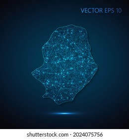 Map of Niue abstract illustration of global social communication, polygonal map with connecting dots and lines. Vector illustration eps 10.