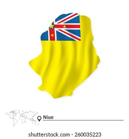 Map of Niue with flag - vector illustration