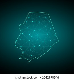 Map of Niue. Wire frame 3D mesh polygonal network line, design sphere, dot and structure. communications map of Niue. Vector Illustration EPS10.
