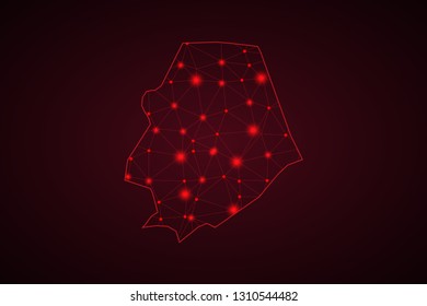 Map of Niue. Wire frame 3D mesh polygonal network line, design sphere, dot and structure. communications map of Niue. Vector Illustration EPS10. - Vector