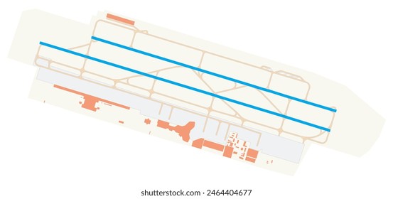 Map of Noi Bai International Airport (Vietnam). IATA-code: HAN. Airport diagram with runways, taxiways, apron, parking areas and buildings. Map Data from OpenStreetMap.