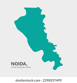 Mapa del distrito de Noida, Uttar Pradesh - India sobre un fondo gris aislado. Vector, Ilustración.