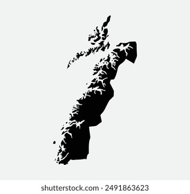 Map of Nordland - Norway outline silhouette graphic element Illustration template design
