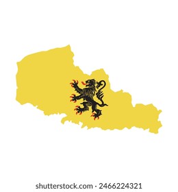 Map of Nord-Pas-de-Calais province with its official flag. Vector illustration