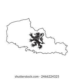 Map of Nord-Pas-de-Calais province with its official flag in white and black color. Vector illustration