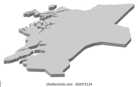 Map - Nord-Trondelag (Norway) - 3D-Illustration