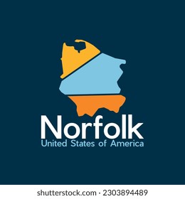 Karte des geometrischen einfachen Logos von Norfolk City