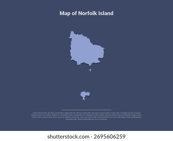 Karte von Norfolk Island, minimalistische Vektorsilhouette in weichem Blau auf dunklem Hintergrund