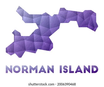 Map of Norman Island. Low poly illustration of the island. Purple geometric design. Polygonal vector illustration.