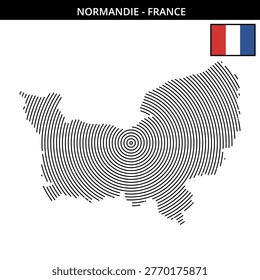 Map of Normandie with circular design with
