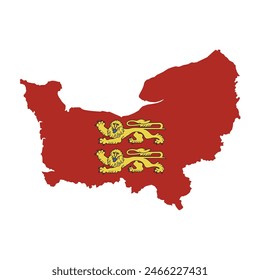 Map of Normandy province with its official flag. Vector illustration