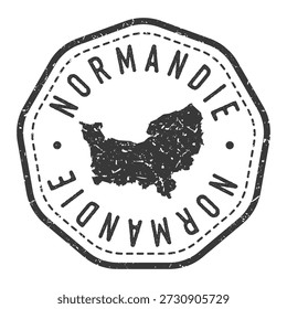 Karte von Normandie Retro-Stil Passsiegel Reisevektor.