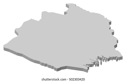 Map - Norrbotten County (Sweden) - 3D-Illustration