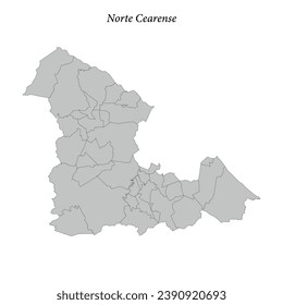 Karte von Norte Cearense ist eine Mesoregion im Bundesstaat Ceara mit Grenzen Gemeinden