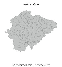 Die Landkarte von Norte de Minas ist eine Mesoregion im Bundesstaat Minas Gerais, die an die Gemeinden grenzt