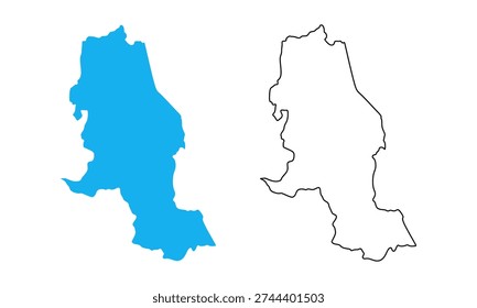 Map of Norte de Santander is a Department of Colombia. Map with detailed outlines and blue silhouettes